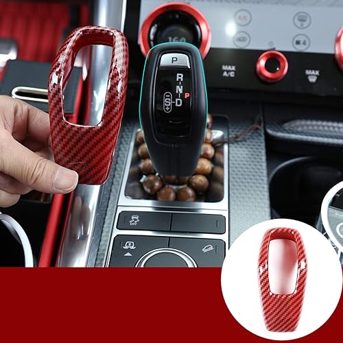 YIWANG Fibra de carbono roja para Land Rover Range Rover Sport 2018-2020 ABS Plastic Gear Shift Head Cover Trim Car Accesorio