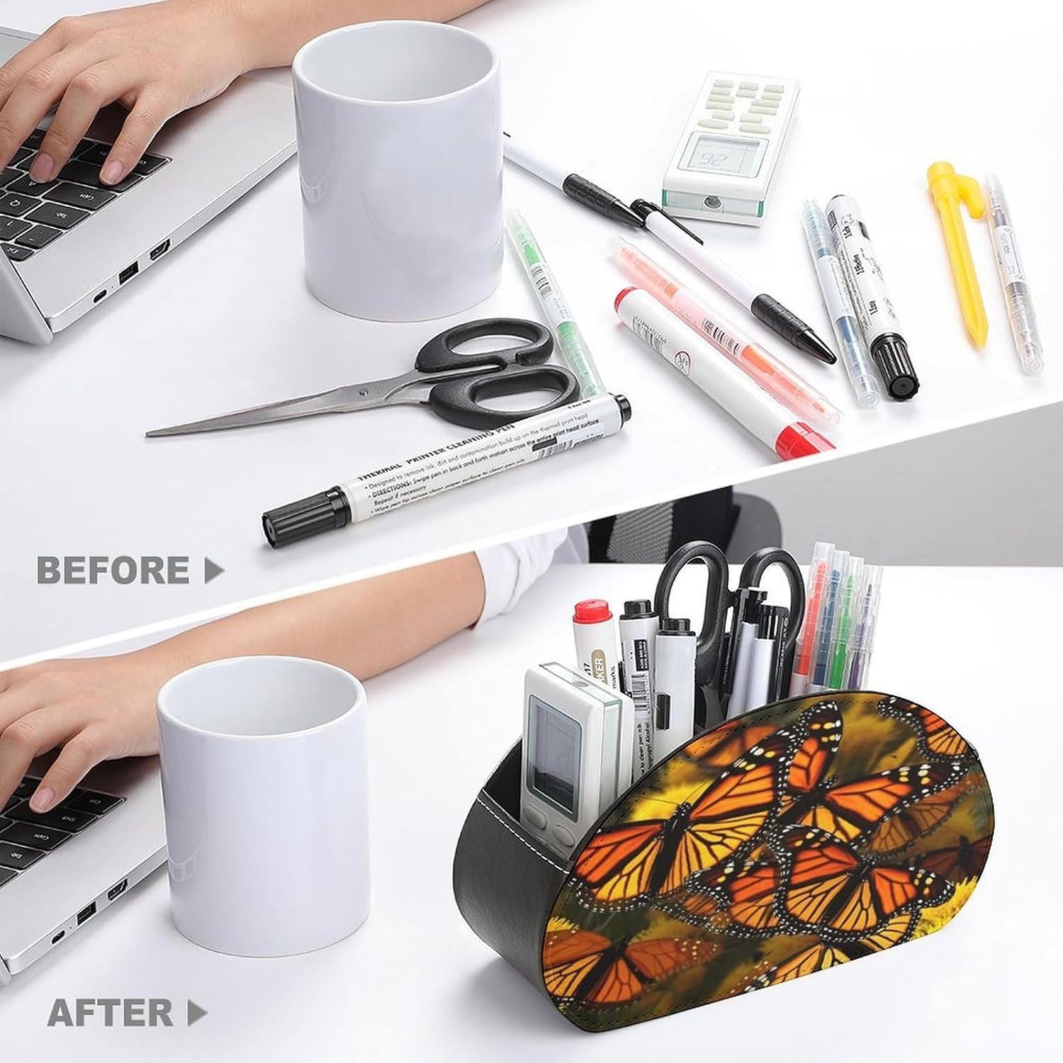 TV Remote Control Holder, 5 Compartments, Monarch Butterflies image 3
