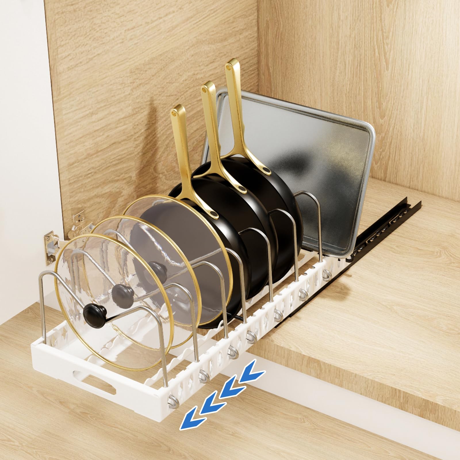 Cabinet Storage Solution Pull Out Pots And Pans Organizer - Under ...