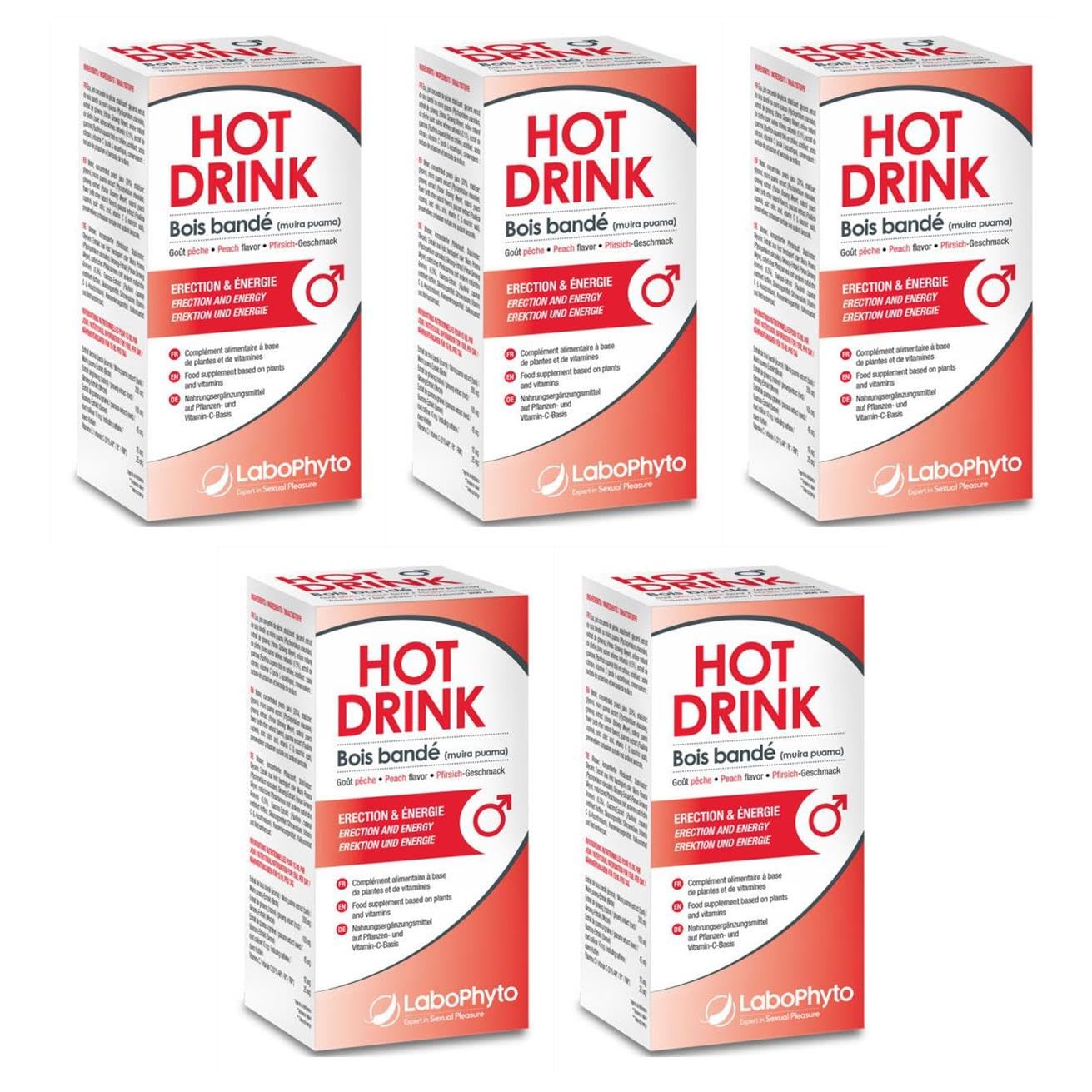 Labophyto Boisson aphrodisiaque pour homme hot drink - Lot de 5 x 250ml