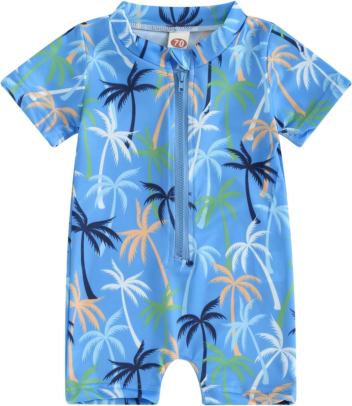 Baby Boy Summer Swimming Costume Baby Swimsuit Infant Toddler Boys Swimwear Zipper One Piece Short Sleeve Beach Bathing Suits Wetsuit