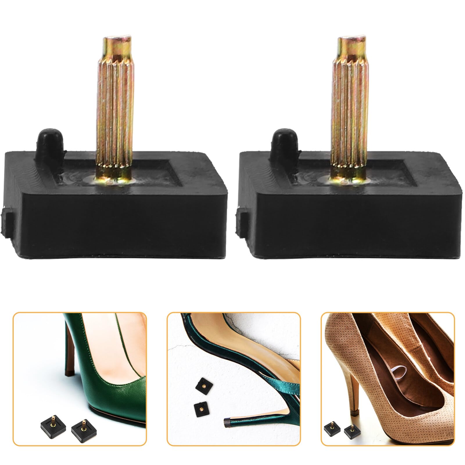 13mm X 15mm Black Rubber Cap End Tips For Stiletto High Heel Sole Repair (Pair)