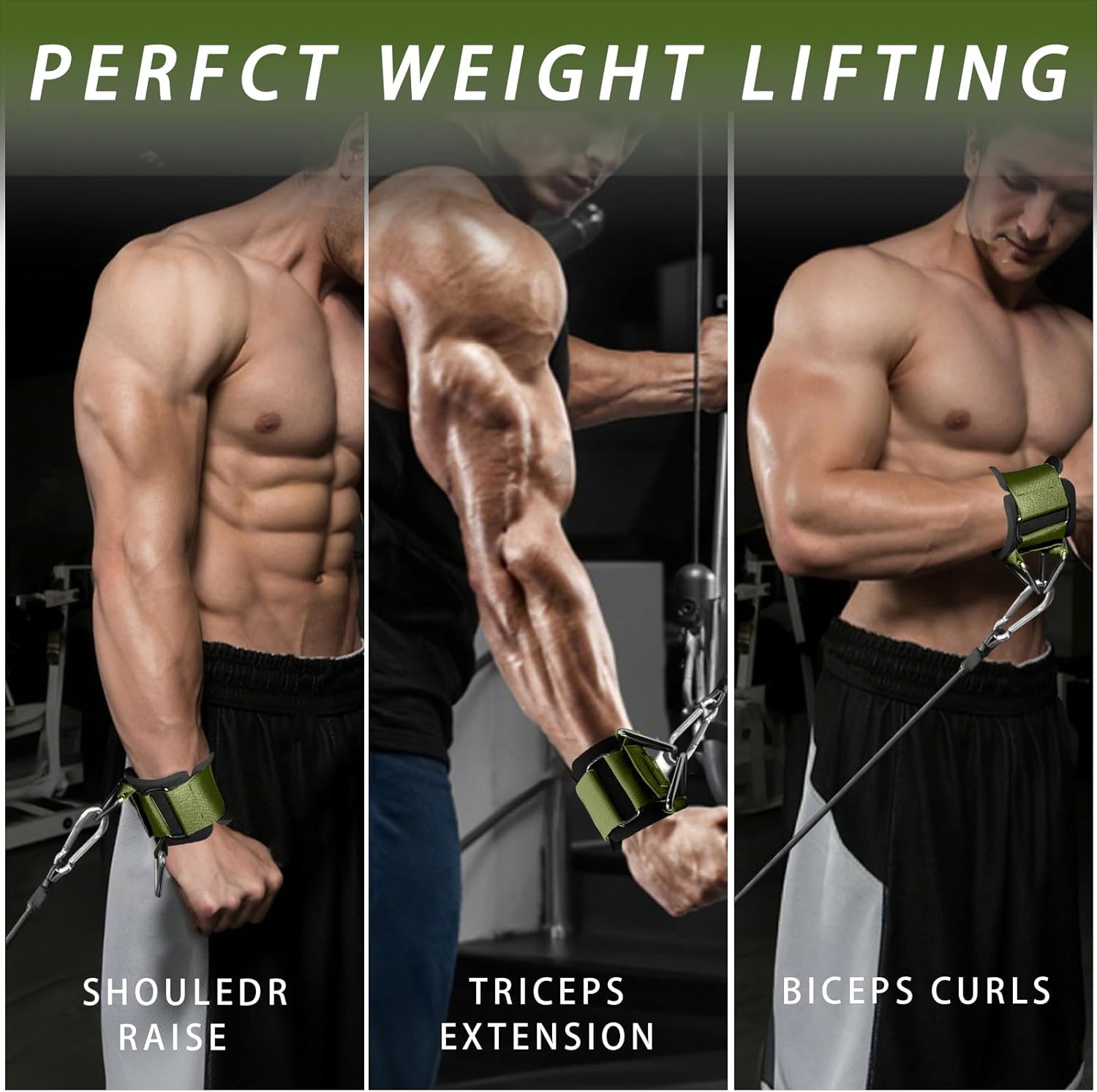 手首カフ ウェイトリフティングストラップ &ndash; 高耐久ケーブルマシンアタッチメント&amp;ウェイトリフティング手首サポート 横方向の