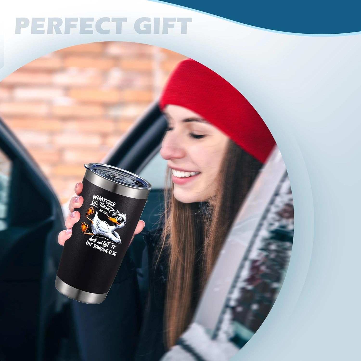 Funny Ducks Cup,20 Oz Insulated Stainless Steel Iced Coffee Tumbler with Lid Straw and Brush,Funny Travel Coffee Mug Cup Water Bottle, Duck Gifts for Students,Teens,Young Adults,Duck Lovers(Black) - Image 6