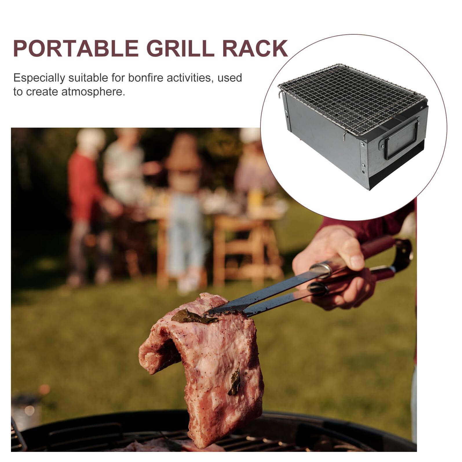 Yardenfun Grill Węglowy z Grubym Żelaznym Stopem Przenośny Ruszt Do Grillowania Kempingu Odporny Rdzę Łatwy Przechowywaniu Idealny Do Grillów Zewnątrz i Turystyki