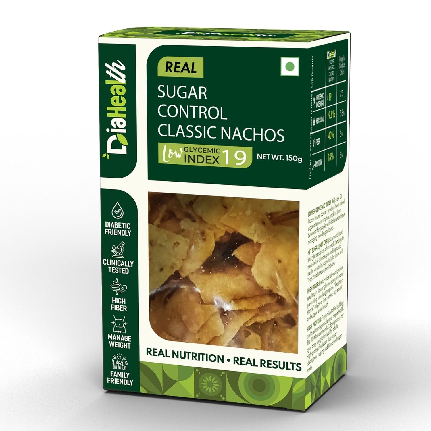 Diahealth Diabetic Care Classic Nachos, 150 Gms (Pack of 1) Low Glycemix Index (19) & High Protein/Serv, Taste Just Like Regular Nacho Chips, Low Carb, Pre-Biotic High Fibre, For Diabetics And Diet-image-26