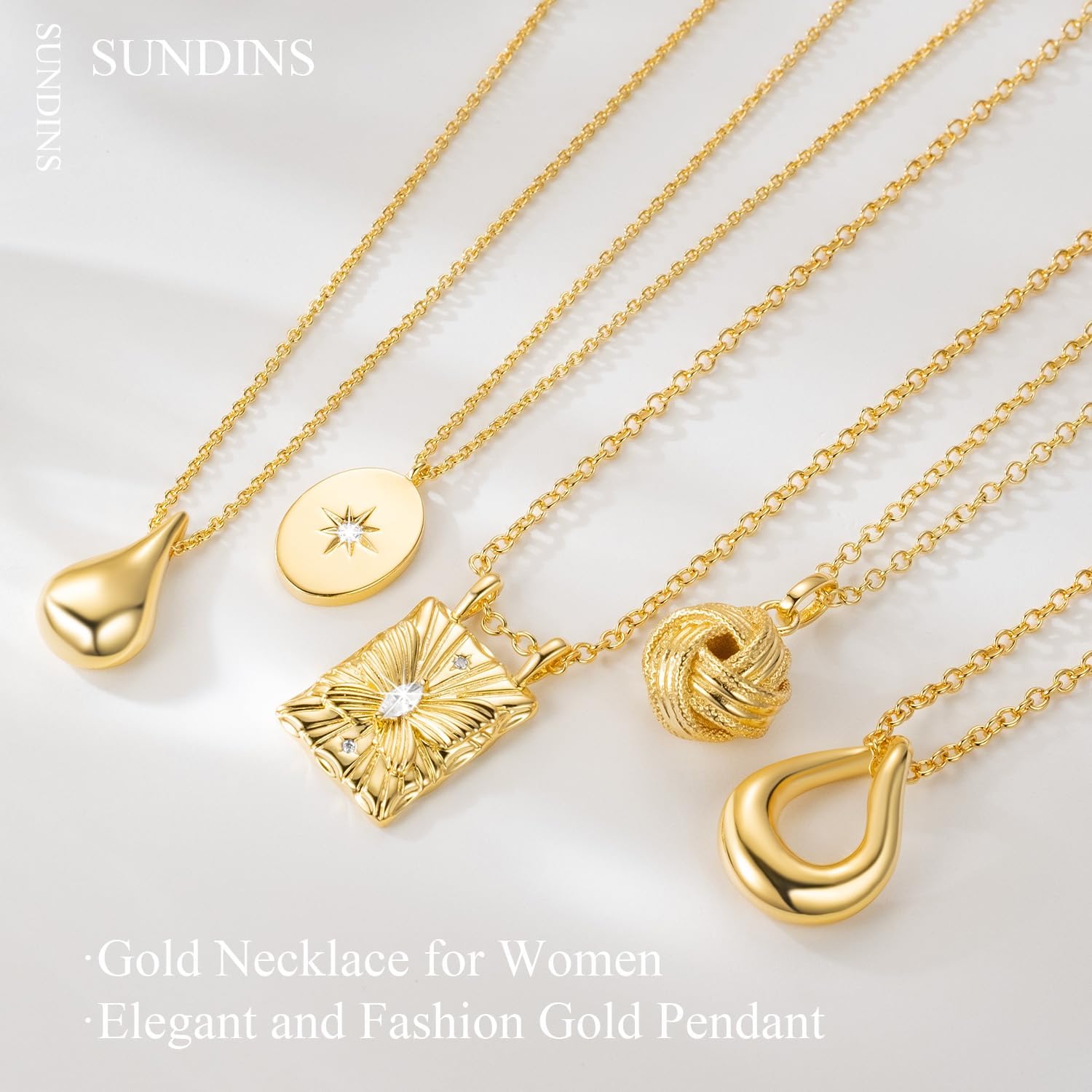 14K Gold Necklaces for Women Pendant Necklaces Love Knot Pendant Necklace for Women Simple Round Knot Women’s Gold Necklace Trendy Adjustable in Length 18in (16in+2in) - Image 7