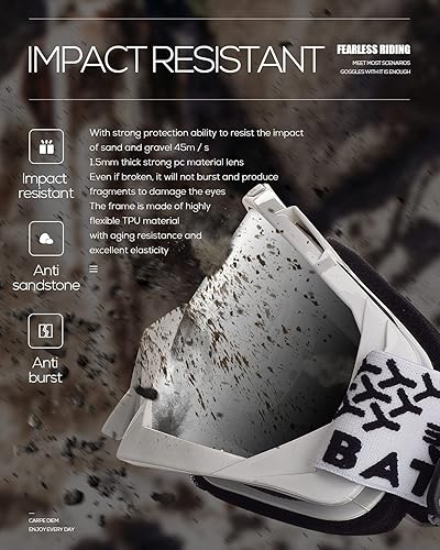 Miniatura 4 de BATFOX - Gafas unisex para motocross, cuatrimoto, motocicleta, descenso, MX DH, accesorios con protección UV400, a prueba de polvo, correa