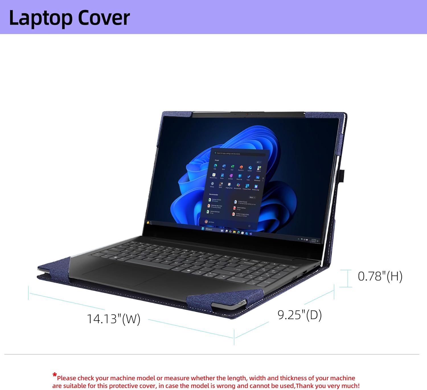 Laptop Case for Lenovo V15 Gen 6/ ITN & G5 TRL/5i 15.6" All Inclusive Drop Case PU Leather Protective Laptop Bag Detachable Shell (Blue)