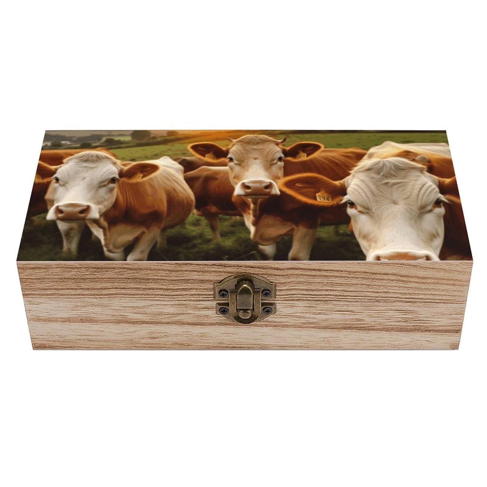 Boîte de rangement en bois vache coffret loisirs créatifs et couture