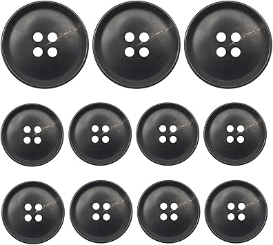 11Pcs Natural Real Buffalo Horn Buttons for Men Blazer and Suit, 20mm 15mm Natural Genuine Buffalo Buttons for Jacket Coat Uniforms Black