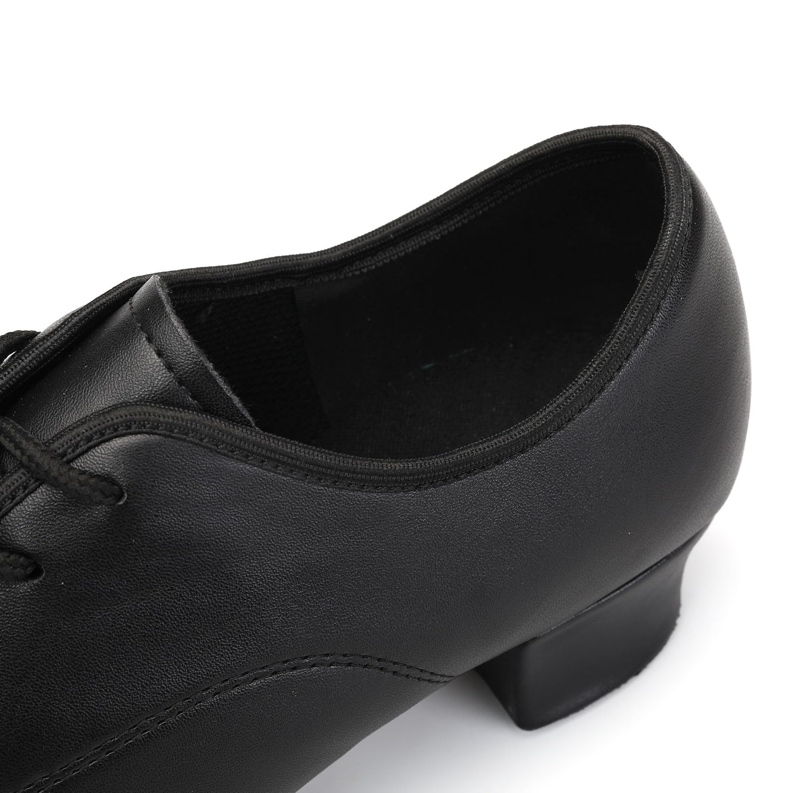 Scarpe da ballo in pelle nera tacco cubano per jazz swing tango latino