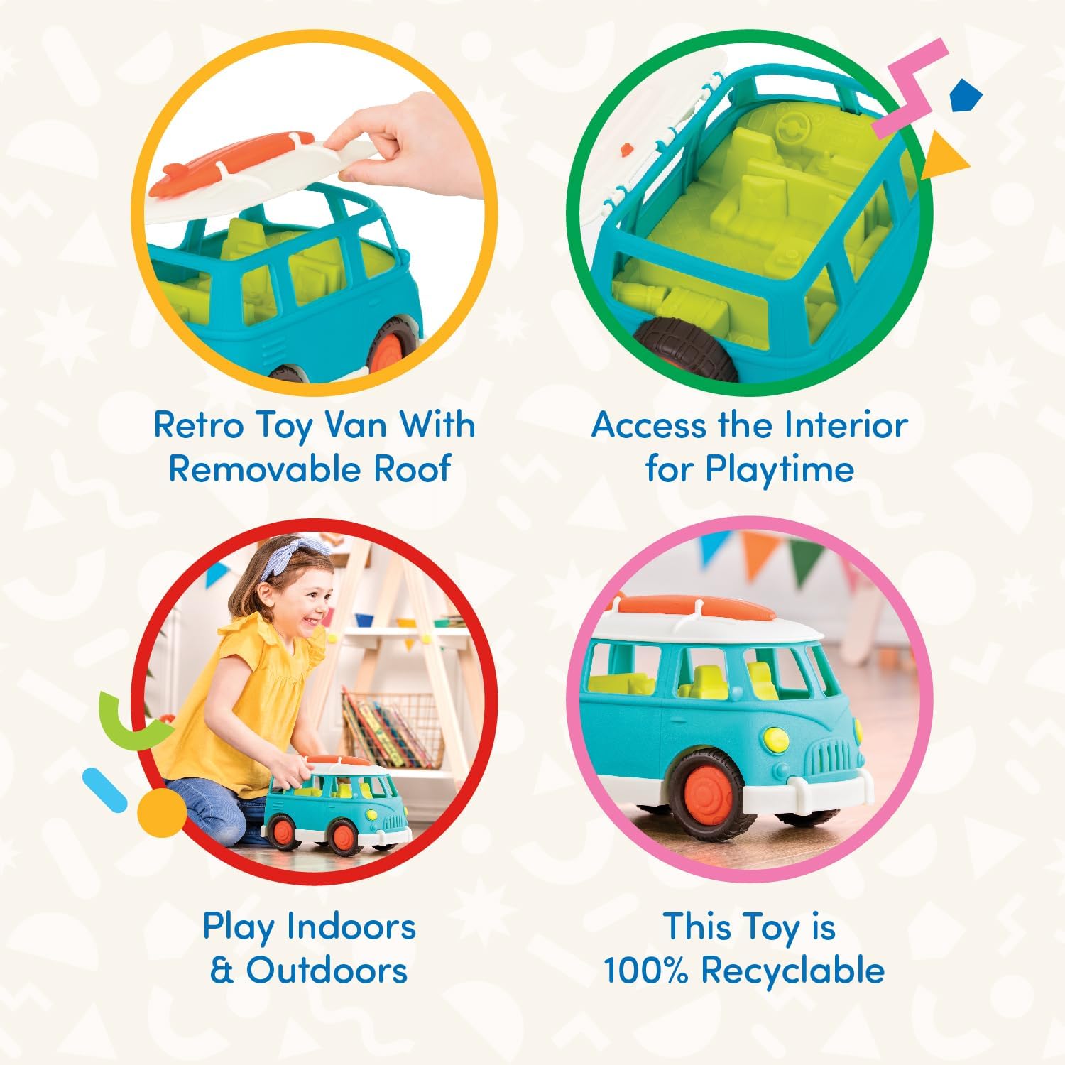 Battat – Wonder Wheels – Blue Toy Camper Van – Toy Rv for Kids, Toddlers – Realistic Details – Recyclable Materials – Camper Van – 1 Year +