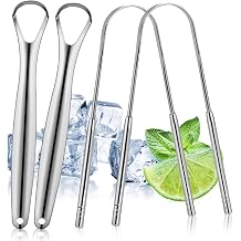 4 Pack Tongue Scraper, Hygienic Seal-Pack, Professional Eliminate Bad Breath, Stainless Steel Tongue Scrapers, Effectively Improve Oral And Gut Health -silver
