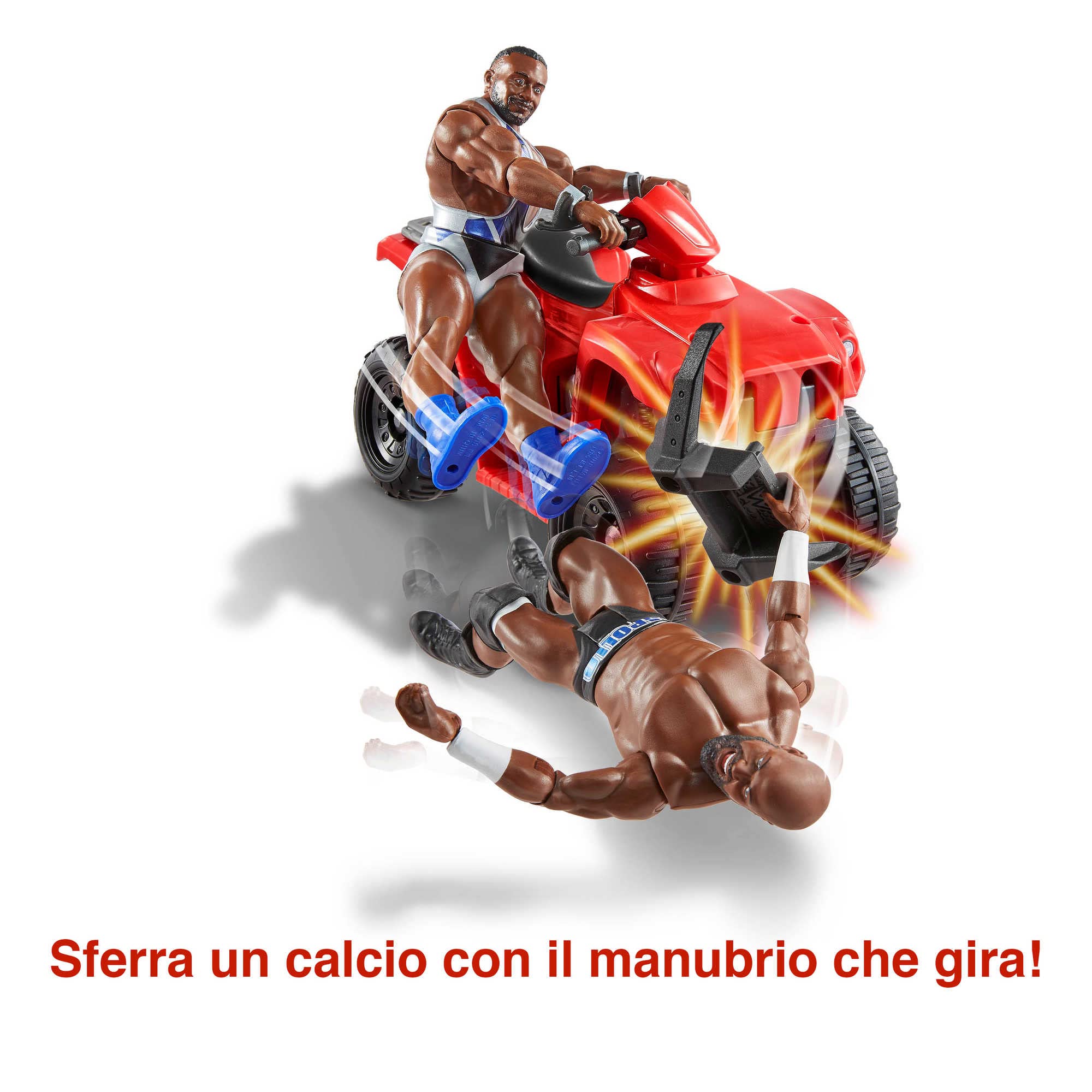 WWE- Wrekkin' Veicolo Slam N Spin ATV con Personaggio Big E Snodato con Accessori, Giocattolo per Bambini 6+ Anni, HDM06
