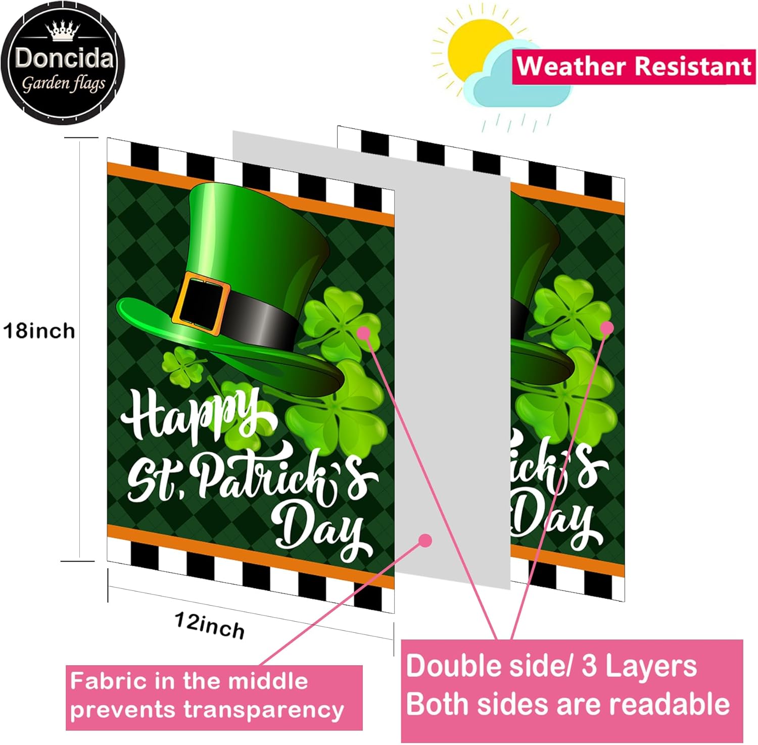Doncida Seasonal Garden Flag Set of 12 Double Sided 12x18 Inch, Holiday Valentines Day St Patricks Day Garden Flag for Outside, Small Yard Flags for the Entire Year, with Free Anti-Wind Clip and Stopper - Image 2