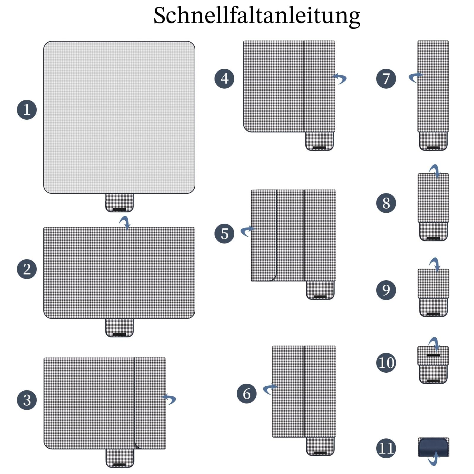 YAOMAISI Große Picknickdecke,300x200cm,große Stranddecke,Campingdecke,mit Griff,wasserdichter Boden, maschinenwaschbar,Faltbare Outdoor-Wanderdecke,Tragbar (Blaues Gitter)