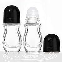 Cchenxxi 2 Pack 30ml Oval Glass Roll-On Bottles - Refillable Rollerball for Essential Oils, DIY Perfume, Deodorant & Skincare