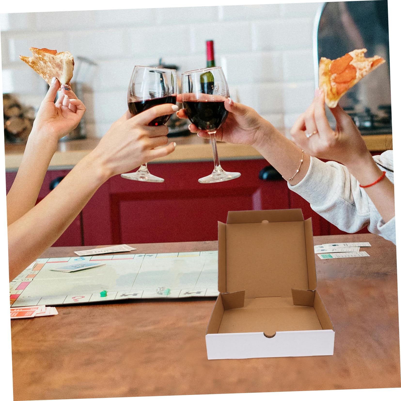 STOBAZA 30 pezzi Scatole Pizza in Carta Kraft Bianca Contenitori Ondulati per Cibo da Asporto Scatole Resistenti e Riciclabili per Pizza Dolci e Biscotti Conservazione