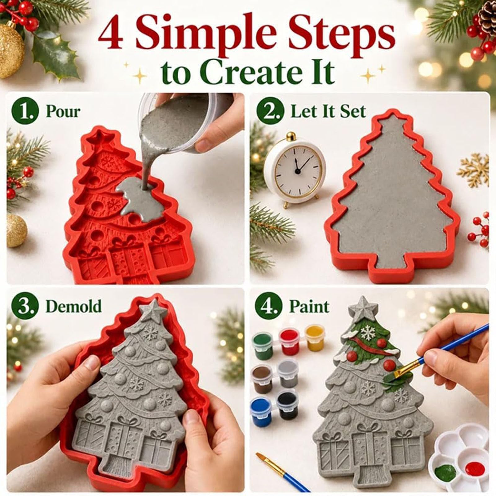 Generico Kit fai da te per creare e dipingere un albero di Natale (2SET)