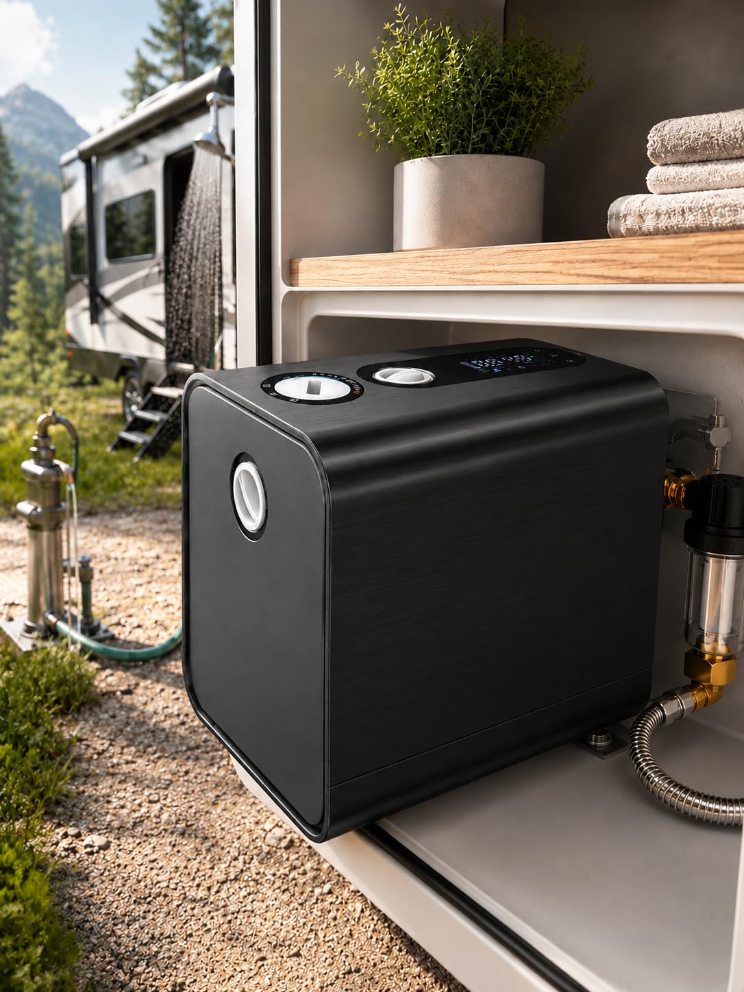 forplubossmmp Water Pressure Booster Pump, Self Priming Variable Speed Constant Pressure Smart Pump, Digital Control Integrated Design,Or Home, Shower, Garden Irrigation, Shallow Well，Rv Black