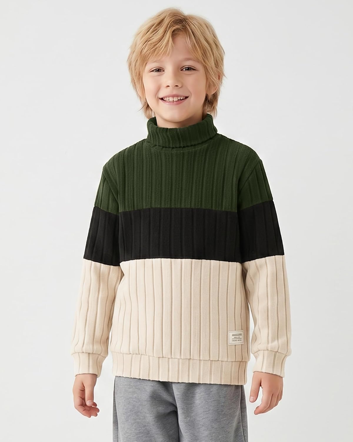 ZOEREA Boys Sweater Boy Clothes Kids Turtleneck Long Sleeve Fall Winter Warm Sweatshirts Holiday Pullover Tops 5-14 Years