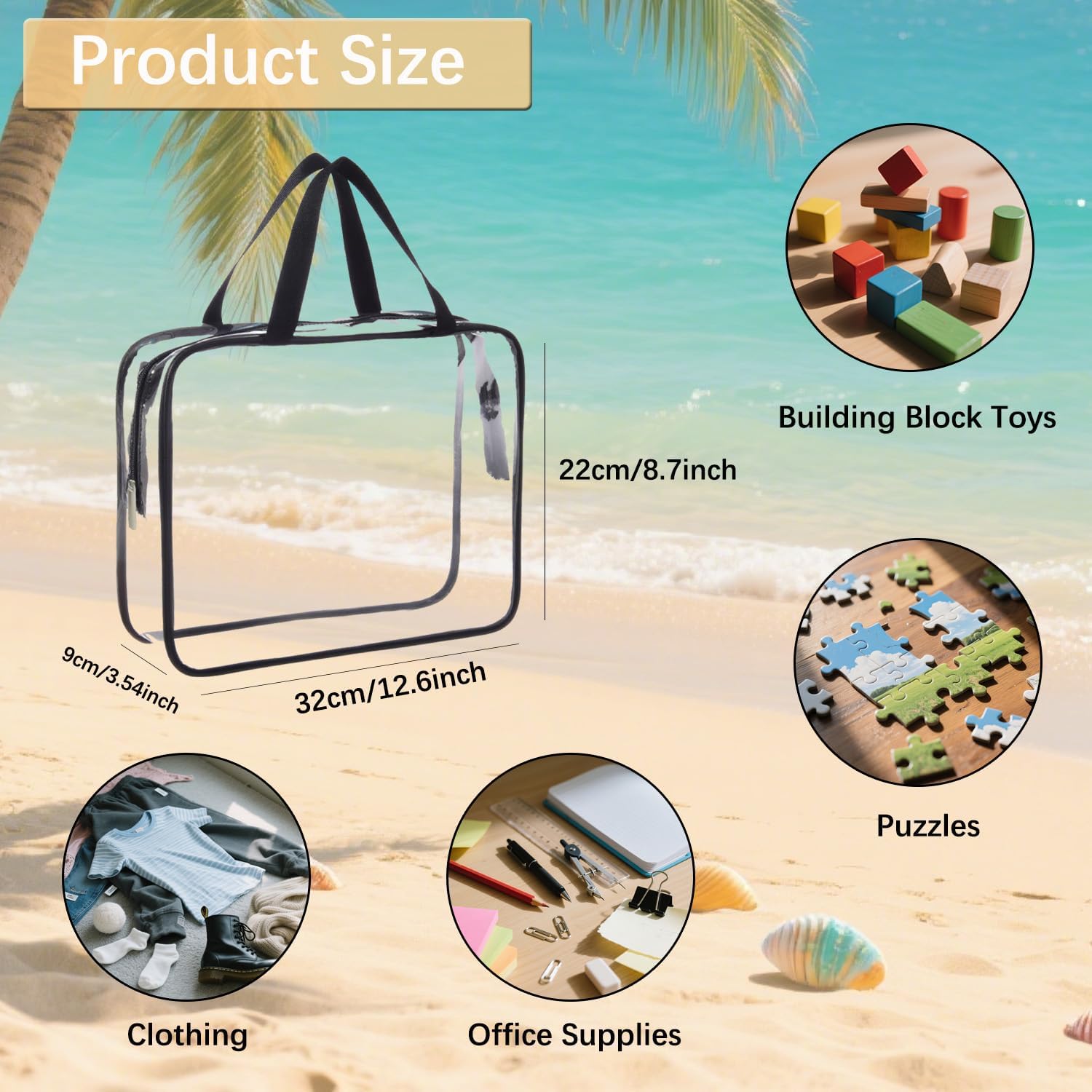 8 Packs Clear Toy Storage Bags - Zippered Toy Storage with Labels, Waterproof Bags for Board Games, Blocks & Books - Reusable Black Organizers for Small Toy Storage - Image 2