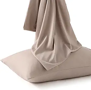 Bedsure Queen Pillow Cases Set of 2 - Khaki Brushed Microfiber Pillowcase 2 Pack, Super Soft Pillowcase, Pillow Case Covers with Envelope Closure, Wrinkle, Fade and Stain Resistant, 20x30 Inches