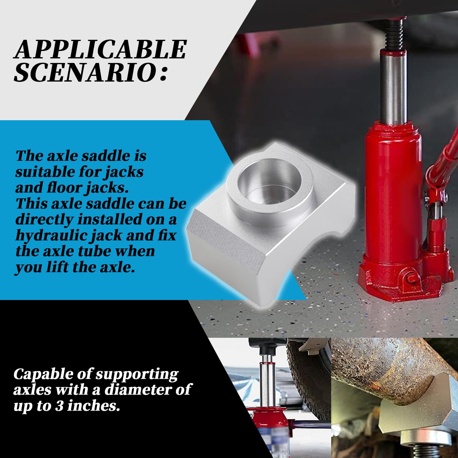 Adapter osi podnośnika siodełko do podnoszenia nadaje się do osi 7,6 cm, kompatybilne z narzędziami do podnośnika butelkowego/narzędziami do podnośnika podłogowego - (Billet aluminium)
