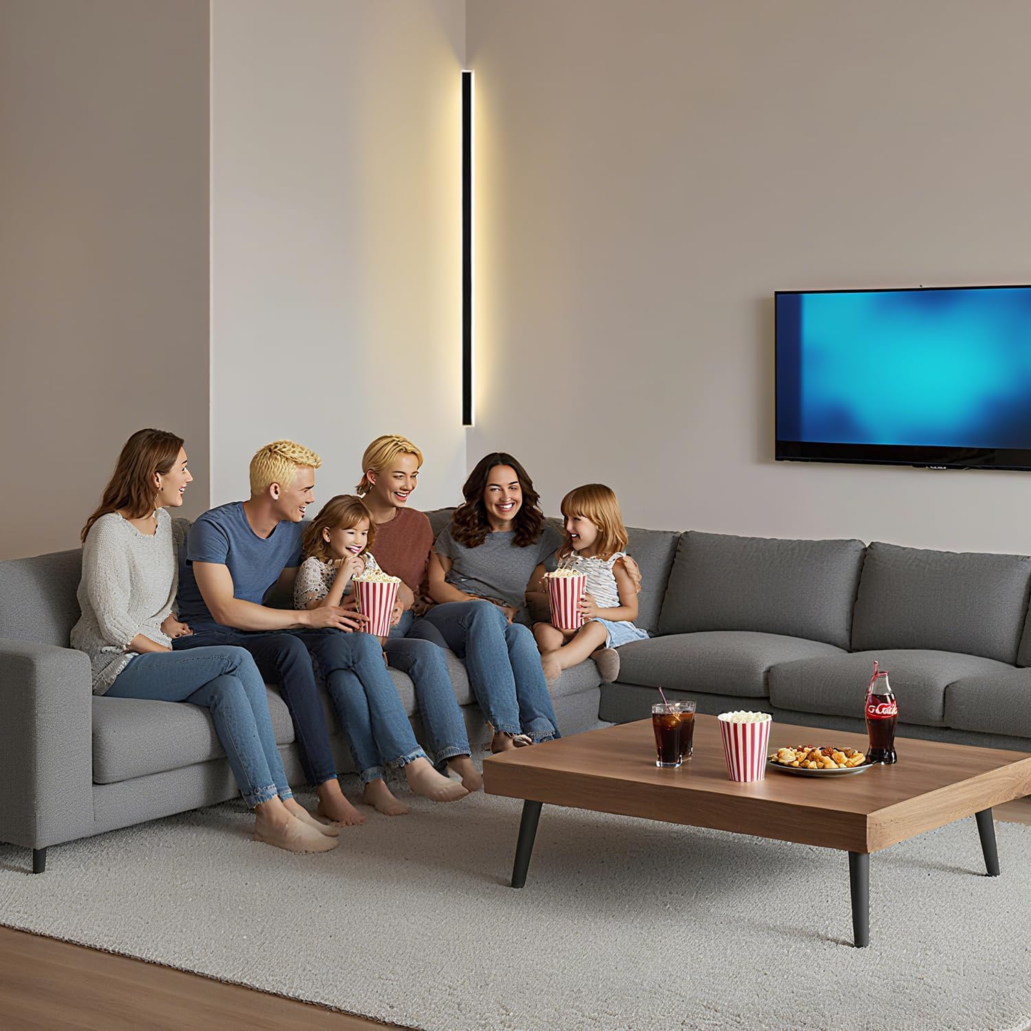 Applique da Parete Interno 60CM, LED Lunga Lampada da Parete Nero Moderno per Angolo, Dimmerabile&(3000K-6000K) Con Telecomando, 16W 1280LM, per Soggiorno/Camera/Scala/Corridoio