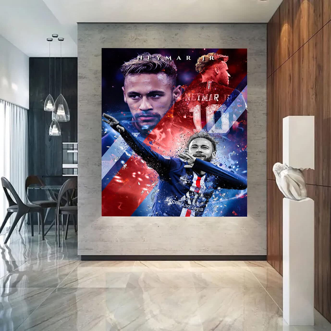 Magic Canvas Art Neymar B8386 - Lienzo decorativo para pared (1 pieza, 100 x 75 cm), diseño de fútbol