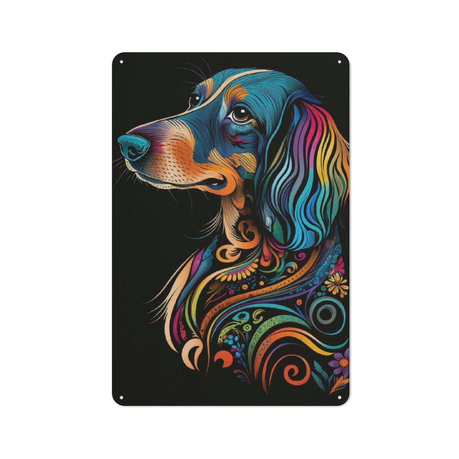 Junmoney Dachshund Style 2 Tin Sign 30X20cm, Rustic Home Bar Decor For Cafe, Pub, Workshop Or Home Bar, For Casual British Interiors