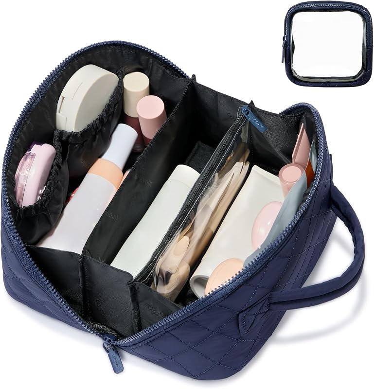 Necessaire de maquiagem LOVEVOOK com 2 unidades, organizador de poliéster com zíper, compartimento para pincéis e alça