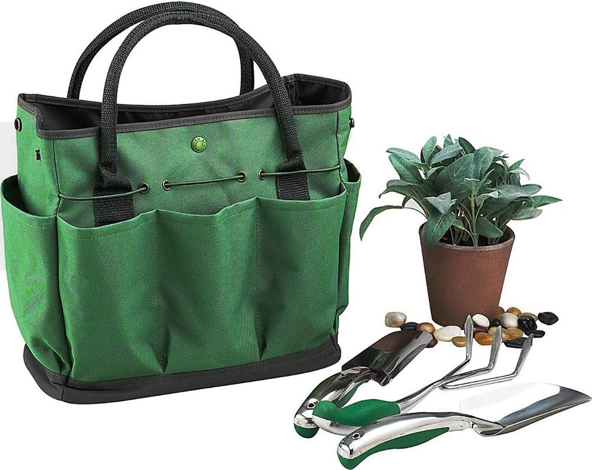 vilihkc Garden Tote Gardening Tool Storage Bag/Garden Tool Bag with with 8 Pockets Oxford for Indoor Outdoor Garden Plant Tool Set Gardening Tools Organizer Tote Lawn Yard Bag Carrier