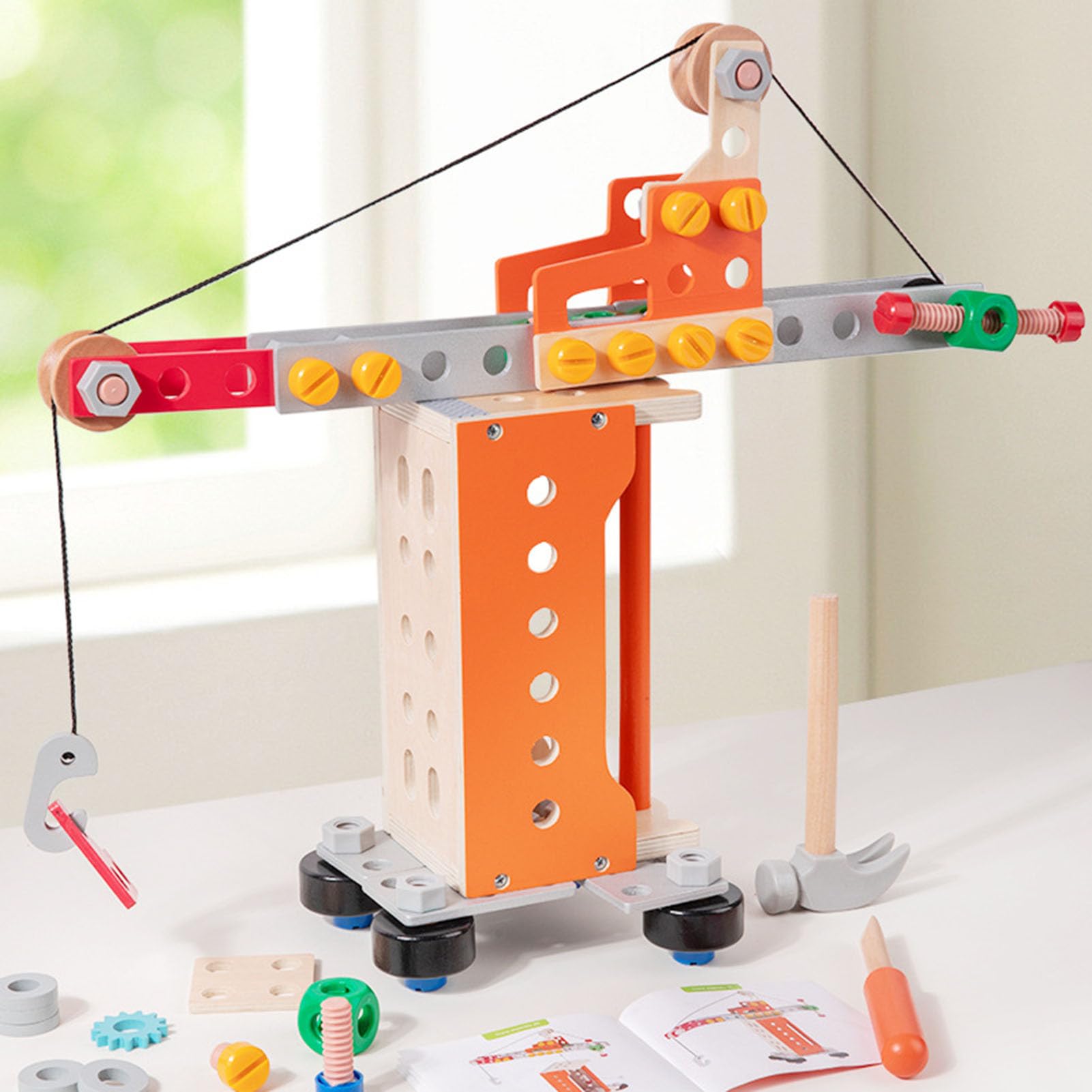 Holz-Spielzeug-LKW zum Auseinanderbauen, Kinder DIY Baustellenauto | Kinderhandwerker-Bauspielzeug mit vollständigem Werkzeugzubehör, Lernspiel zur Förderung der Feinmotorik