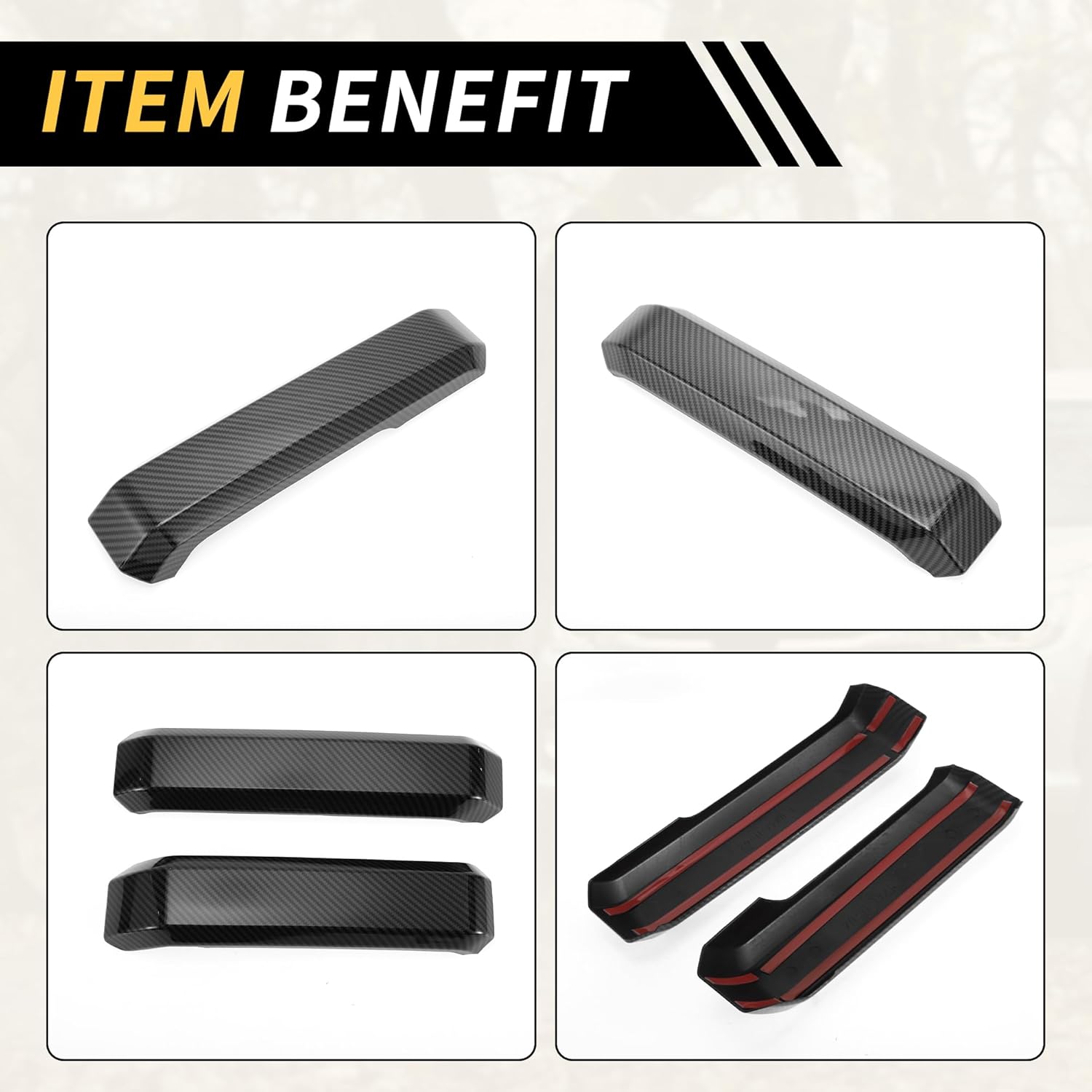 1 Set Interior Door Handle Cover Trims for Ford F-150 2015-2020 Inside Door Handle Cover Protector Carbon Fiber ABS Black