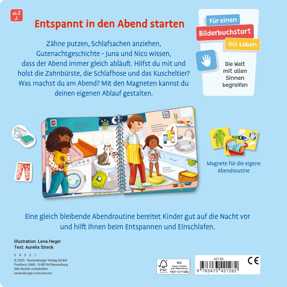 Mein großes Magnetbuch: Das machen wir am Abend - Magnet-Spielbuch ab 2 Jahren, Bilderbuch: Mit 21 Magneten