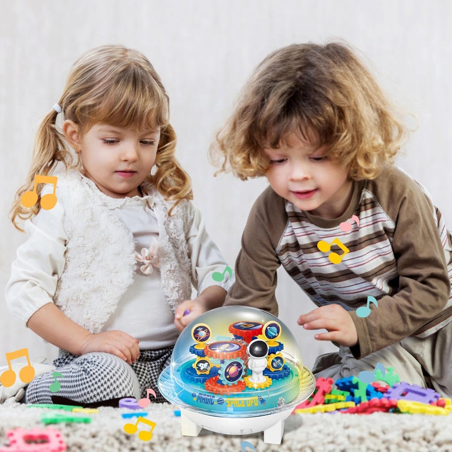 Rk Toys Spaceship Toy for Children, UFO Toy Game, Universal Spaceship Model, Transparent Moving Gears for Boys, Girls Fame 1