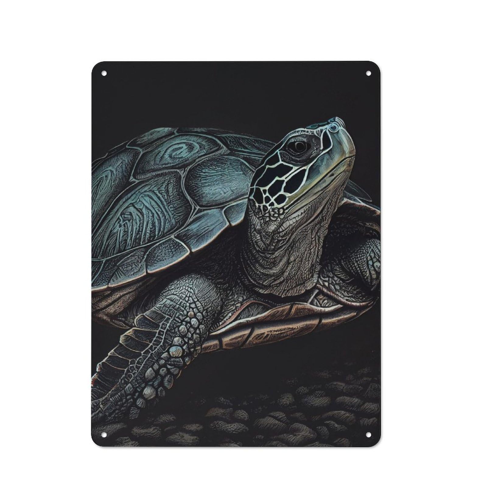 Junmoney Turtle Drawn Rustic Metal Plaque 40X30cm For Dining Room Or Kitchen, A Housewarming Gift For Dining Room Decor Fans