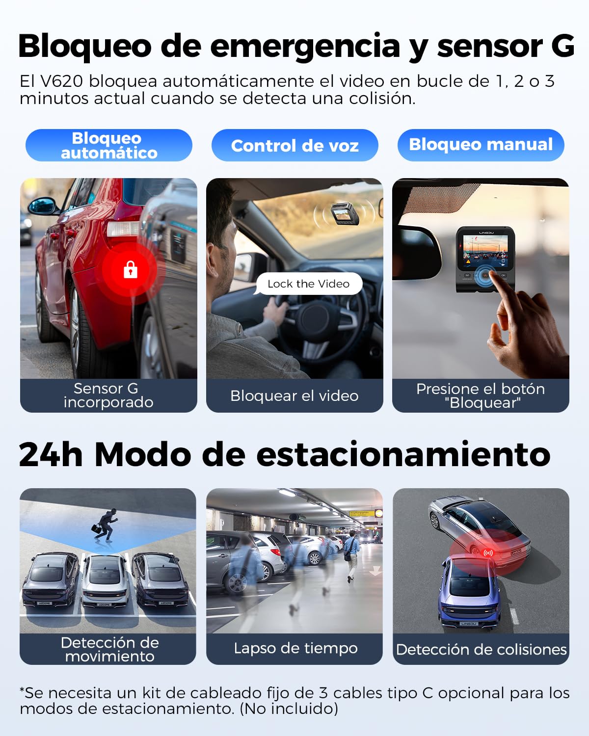 V620 Dashcam Cámara Coche 4K+1080P,Doble WiFi GPS Dash CAM Coche con Tarjeta SD de 64GB,2.4" IPS Camara Coche Grabadora,ADAS,170° Gran Angular,Visión Nocturn,WDR,Sensor G,Grabación en Bucle
