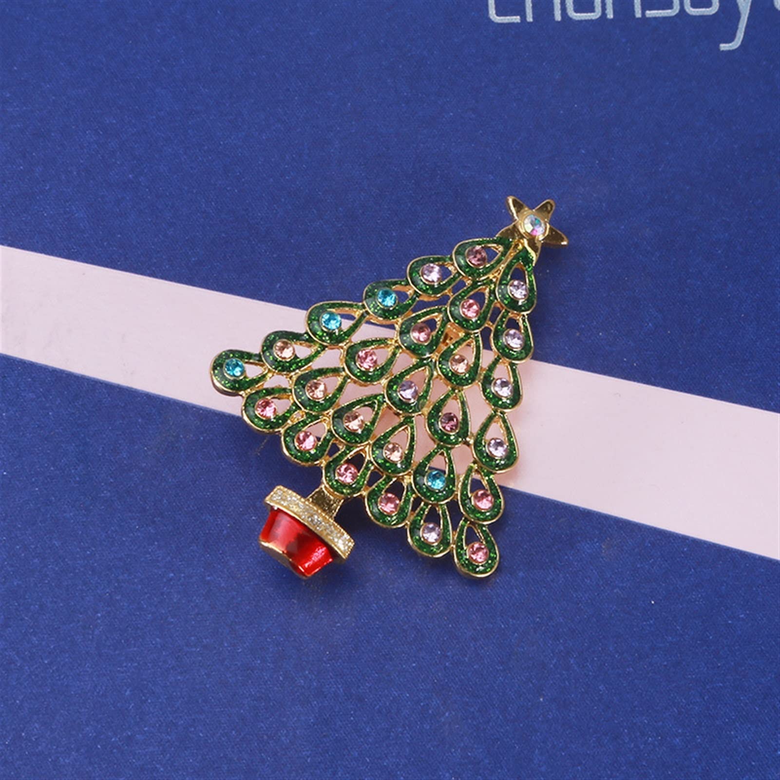 WXKAGF Broszki damskie Rhinestone broszka choinkowa emalia roślinna broszka Pin biżuteria prezent świąteczna biżuteria sukienka akcesoria do swetrów broszka Pin