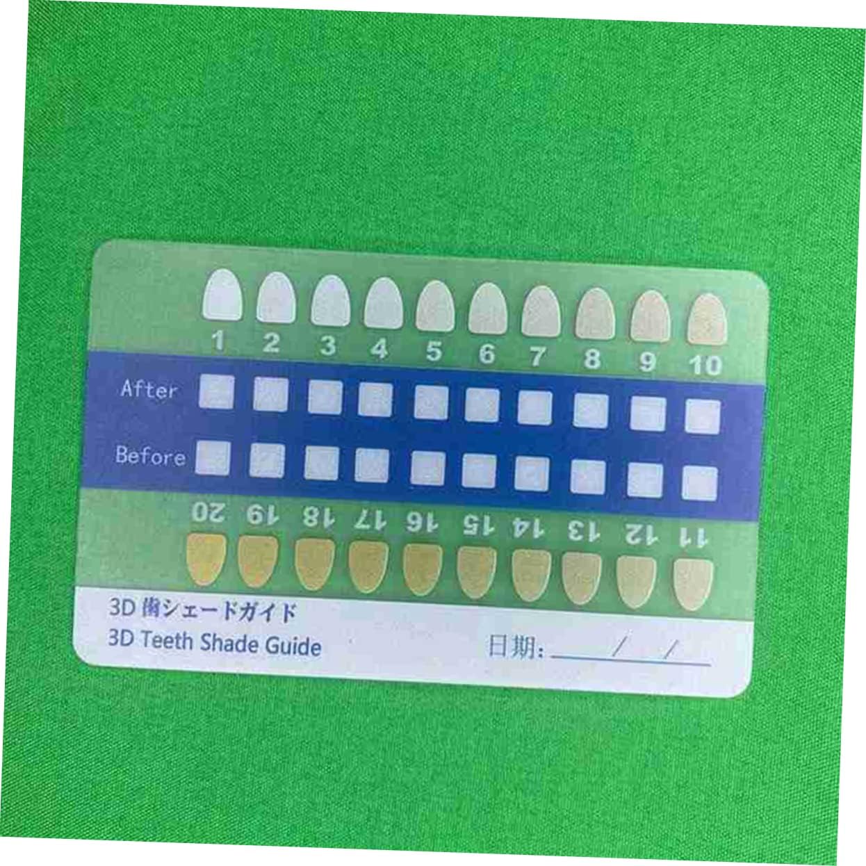 Ipetboom 20-Piece PVC Tooth Shade Comparison Chart Set Matte Finish Tooth Color Contrast Cards for Whitening Supplies