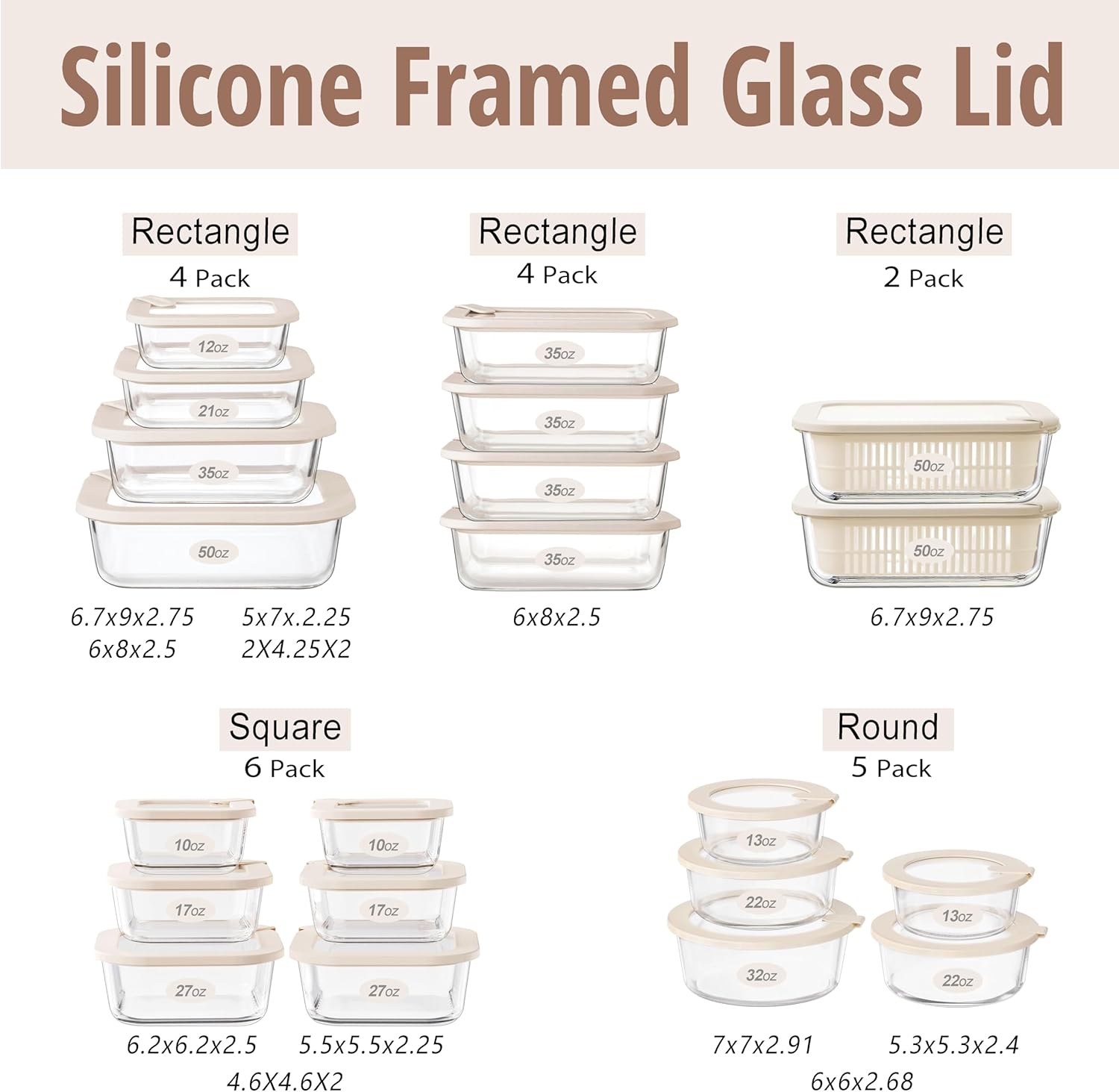 Urban Green Glass Food Storage Containers with Glass Lids, Microwave Safe Food Container Set, Airtight Food Container Set, LeakProof, 100% Plastic Free, White Color, 4pack - Image 4