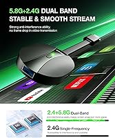 Vista 4 de Adaptador de pantalla inalámbrico iOS 4K Plug & Play de doble banda 2.4G+5G, AIMIBO HDMI inalámbrico para i-Phone i-Pad Android Tablet Laptop