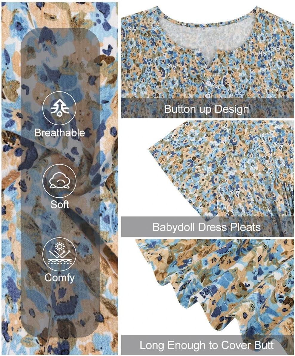 TIYOMI Plus Size Short Sleeve Tops for Women Buttons Up Shirts Summer Dressy Blouses Swing Tunics XL-5XL - Image 5