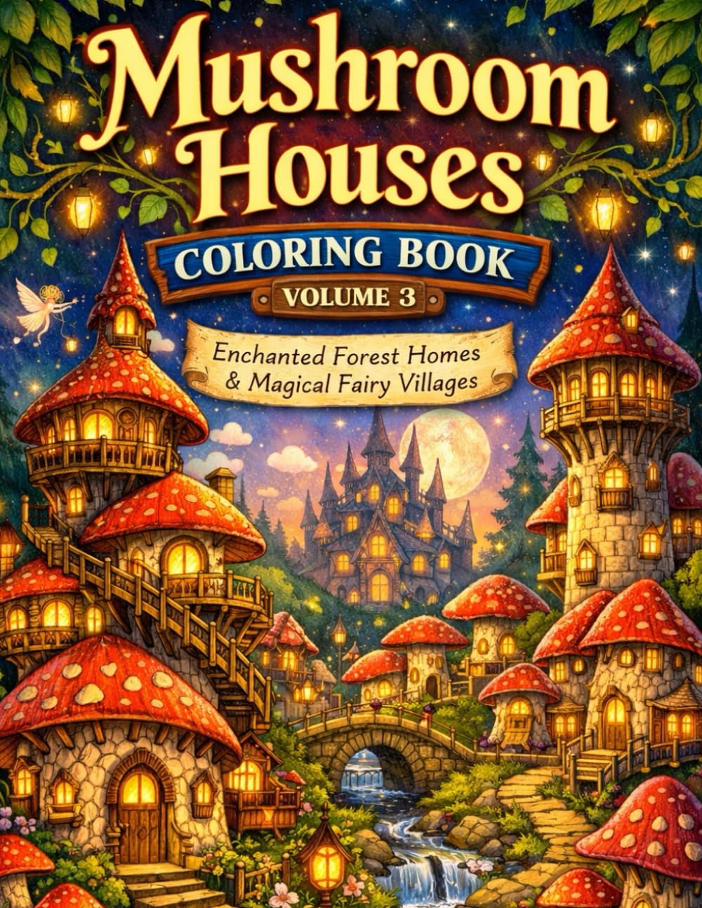 Mushroom Houses Coloring Book – Volume 3: Enchanted Forest Homes & Magical Fairy Villages for Relaxation