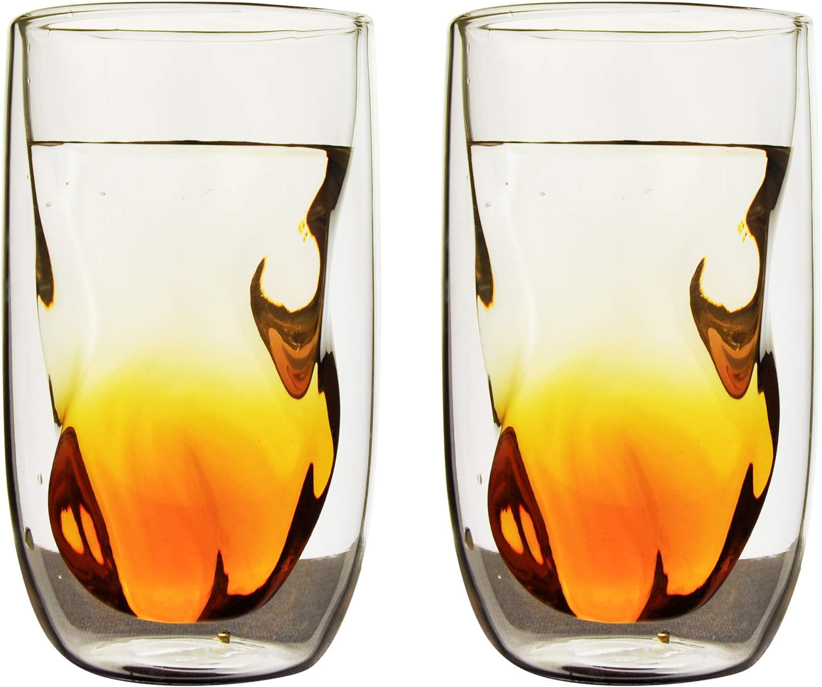 QDO Elements Double Walled Tumbler (Earth), Double Wall Glass, Set of 2, Keeps Drinks Cold & Hot, 350mL, 11.8oz