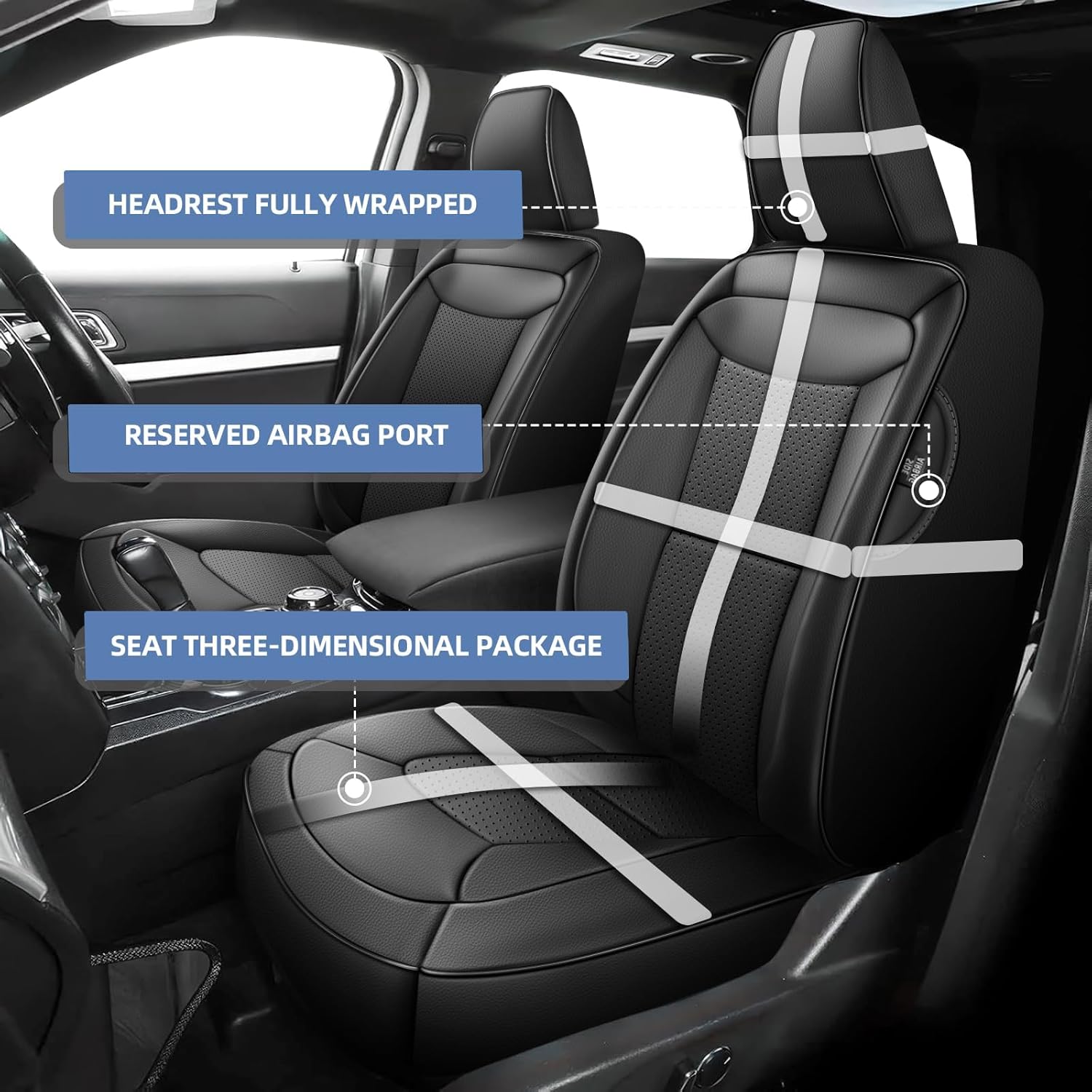 AOMSAZTO Seat Cover for Ford Explorer 2020 2021 2022 2023 2024 (XLT,Limited,Timberline,ST-LINE) 6 Seats - Full Set Customized Full Set Black Seat Covers
