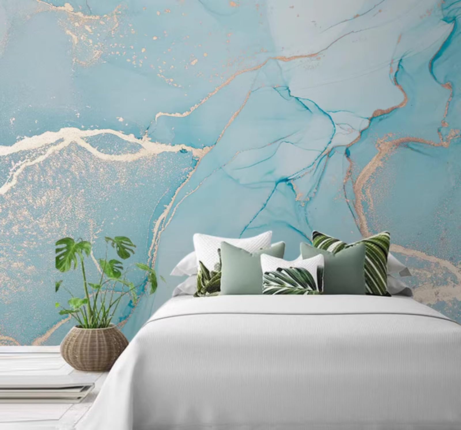 Luxury Fresh Ink Wash Art Marble Effect 3D Wallpaper Easy Install Feature Office Living Room Sofa Bedroom TV Background Wall Decoration-400cm×280cm