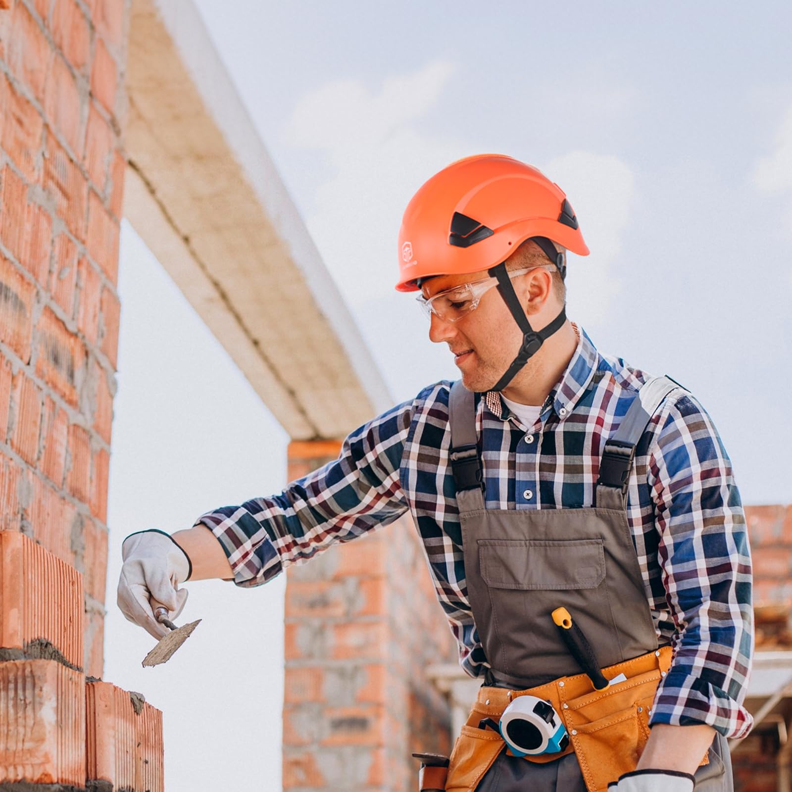 Schutzhelm Baustelle belüftet, bauhelme Erwachsene mit EN 397 Industriehelm, ANSI Z89.1 zugelassene arbeitshelm für Industrie und BAU Orange